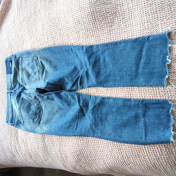 Mother Insider Crop Step Chew better When its Wrong Distressed Denim Blue - Picture 7 of 8